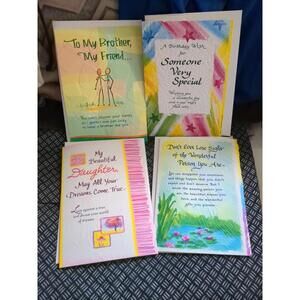 Lot of 4 Vintage Blue Mountain Arts Greeting Cards NEW Brother Daughter Birthday